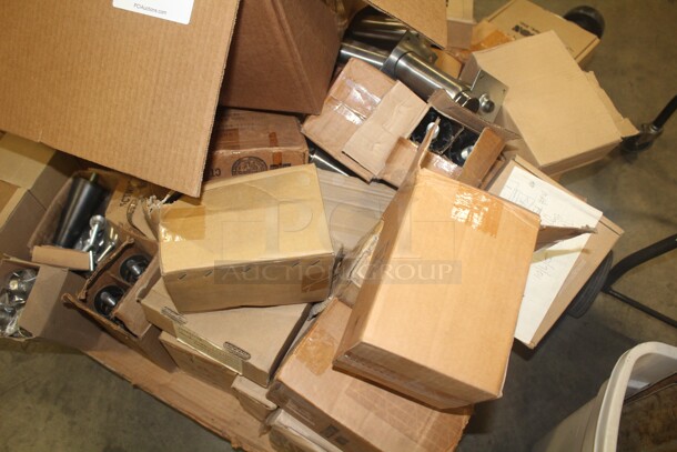 ALL ONE MONEY! Pallet Of Miscellanous Equipment Legs, Casters, Metal Plates  - Image 4 of 6