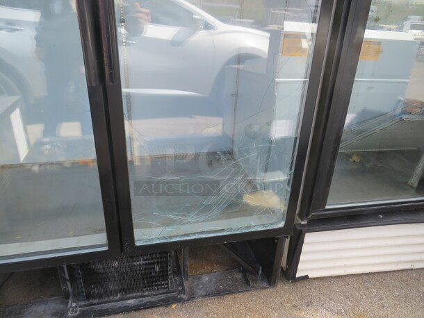 Refrigerated Glass 2 Door Merchandiser. Middle  Glass Is Broken  On Left Door. Not Tested 51X32X77.5 - Image 2 of 2
