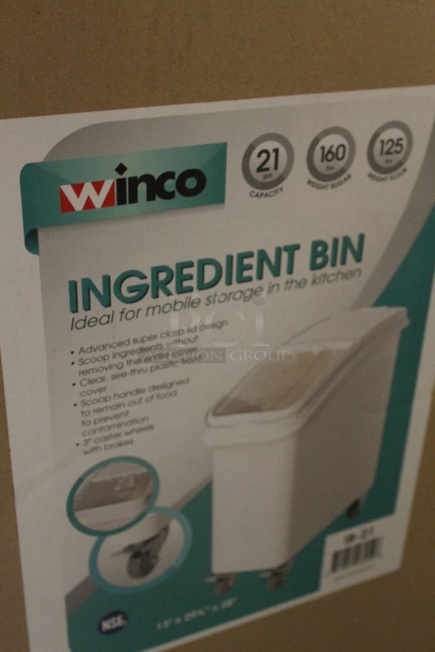 BRAND NEW IN BOX! Winco White Poly Ingredient Bin on Commercial Casters. - Image 6 of 7