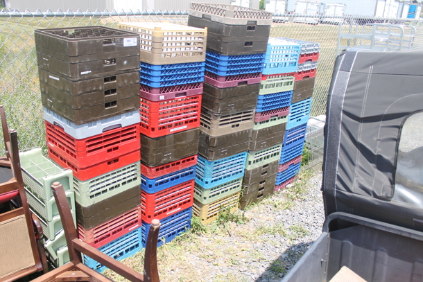ALL ONE MONEY! Lot of Peg Racks/Crates Including Brown, Red, Green, Blue, Pink And Yellow. 