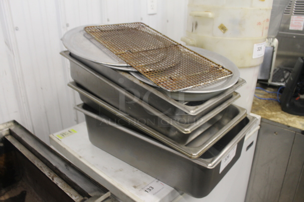 ALL ONE MONEY! Lot of Cooling Rack, Round Pizza Baking Pans and Stainless Steel Drop In Bins  - Image 2 of 4