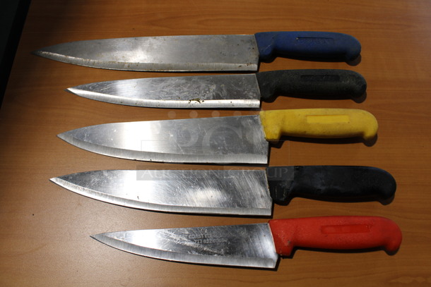 5 Sharpened Stainless Steel Chef Knives. Includes 12