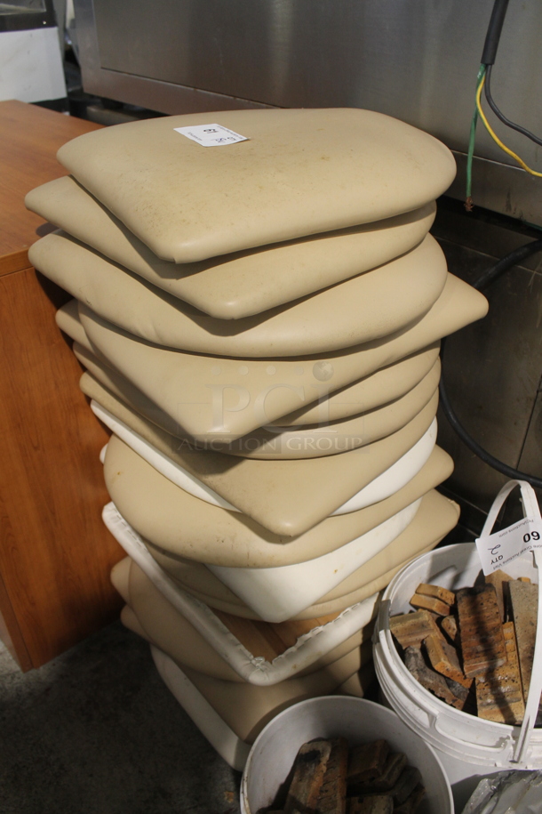 ALL ONE MONEY! Lot of 18 Seat Cushions; Tan and White. - Image 2 of 2