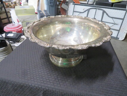 One Heavy 17 Inch Silver Plated Punch Bowl.