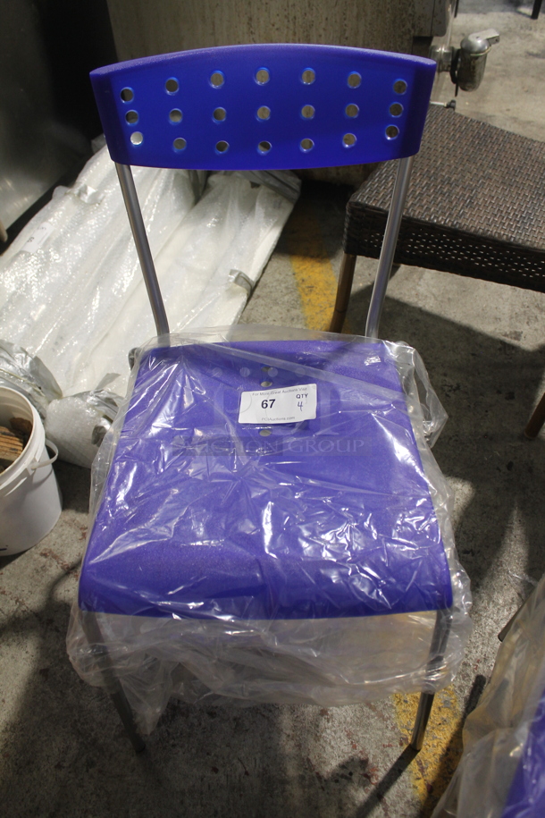 4 BRAND NEW! Blue Poly Dining Height Chairs w/ Metal Frame. Stock Picture - Cosmetic Condition May Vary. 4 Times Your Bid! - Image 4 of 6