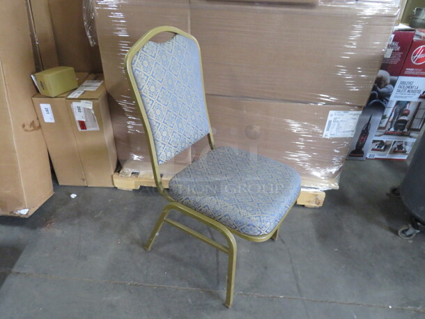 Gold Metal Stack Banquet Chair With Cushioned Seat And Back. 3XBID - Image 2 of 3