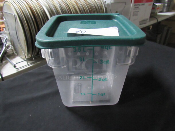 One 4 Quart Food Storage Container With Lid.
