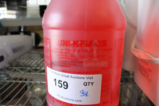 3 Various Jugs of Cleaner; Uni Kem Disinfectant, Victoria Bay Blue Magic Dish Detergent and A1 Bleach. 6x6x12. 3 Times Your Bid! - Image 2 of 4