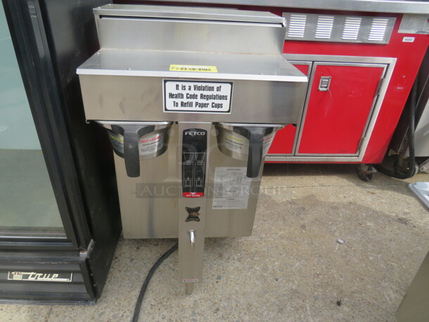 One Fetco Dual Brewer With 2 Filter Baskets. Model# CBS-2042E. 120/208-240 Volt. 19X15X34. $1905.95.