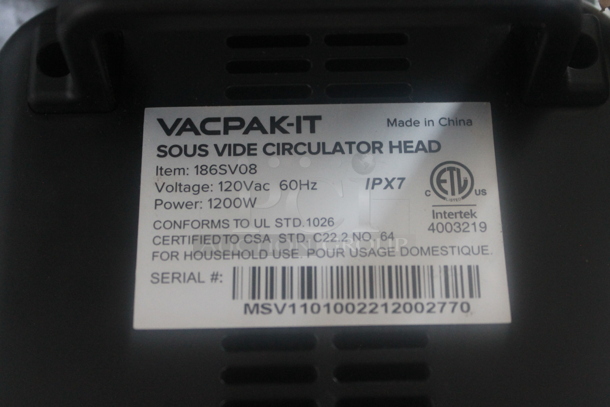 BRAND NEW IN BOX! VacPak-It 186SV08 Stainless Steel Commercial Sous Vide Circulator Head. 120 Volts, 1 Phase. - Image 4 of 4