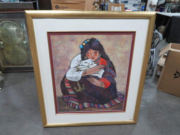 One Framed Matted Painting. 40X44.5 - Image 1 of 1