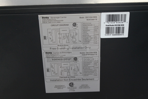 BRAND NEW SCRATCH AND DENT! Danby  DBC039A1BDB 88 Can & 7 Bottle LED Beverage Center Merchandiser. 115 Volts, 1 Phase. Tested and Working! - Image 4 of 4