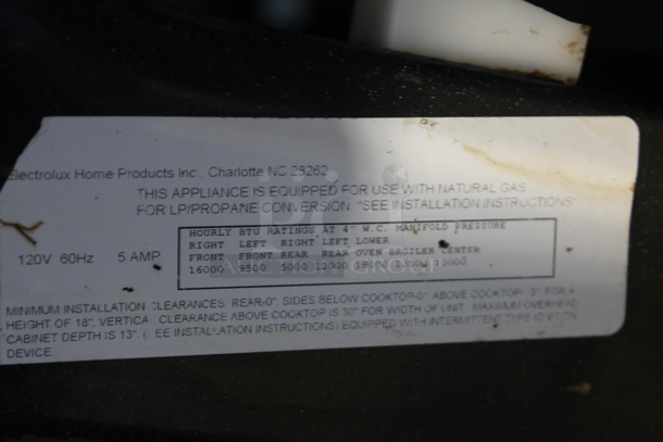 Electrolux Metal Natural Gas Powered 4 Burner Range w/ Oven.  - Image 7 of 7