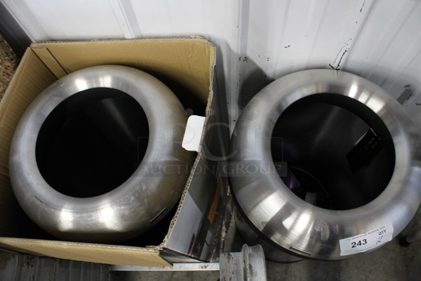 2 Chrome Finish Trash Cans. 16x16x31. 2 Times Your Bid! - Image 2 of 4