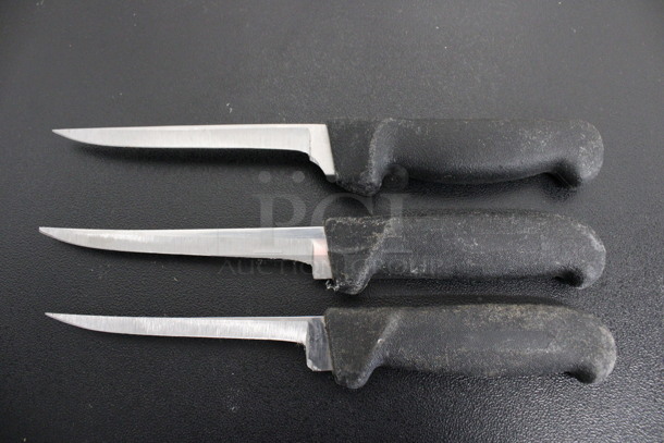 3 Sharpened Stainless Steel Fillet Knives. Includes 10.5