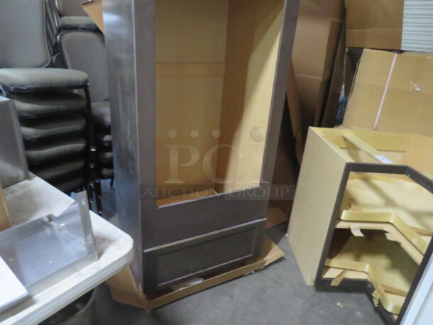 One NEW Echelon Maple Cabinet With 2 Doors, 1 Drawer And An Open Cabinet Frame For A Double Oven, In A Storm Finish. #OV30. 33X25X84 - Image 1 of 2