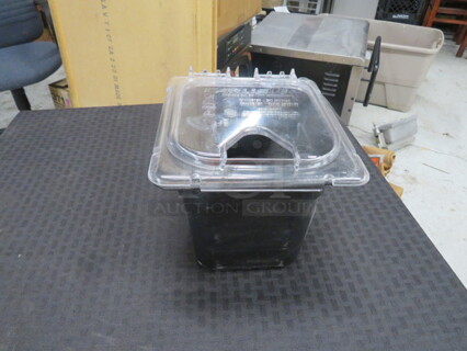 1/6 Size 6 Inch Deep Black Food Storage Container With Flip Lid.