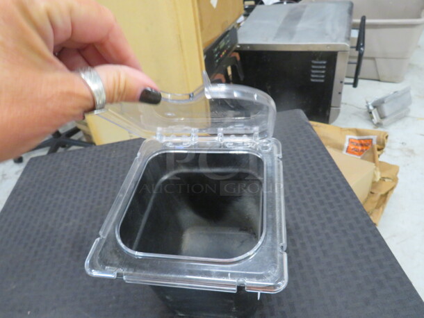 1/6 Size 6 Inch Deep Black Food Storage Container With Flip Lid. - Image 2 of 2