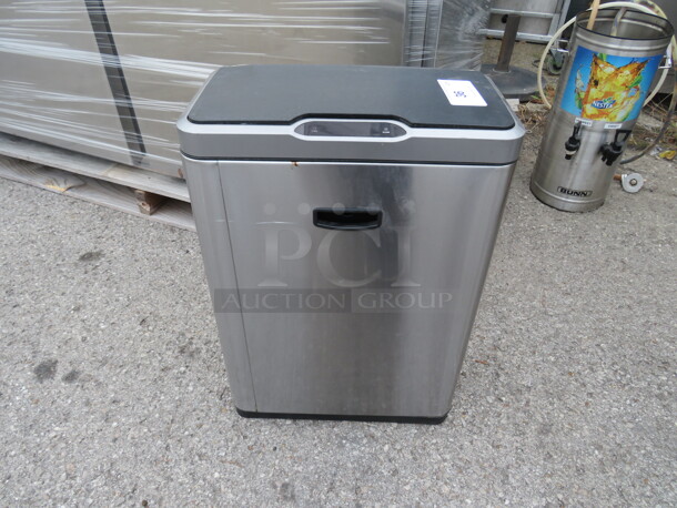 One Stainless Steel Auto Trash Can.