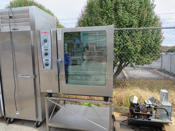One WORKING Rational Master Plus Combi Oven With 3 Racks, On A Custom Stand. 208 Volt. 3 Phase. #CMP-102. 42X39X67.5 - Image 2 of 5