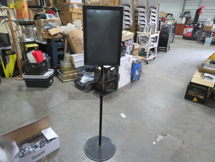 One Dual Sided Metal Sign Holder. 