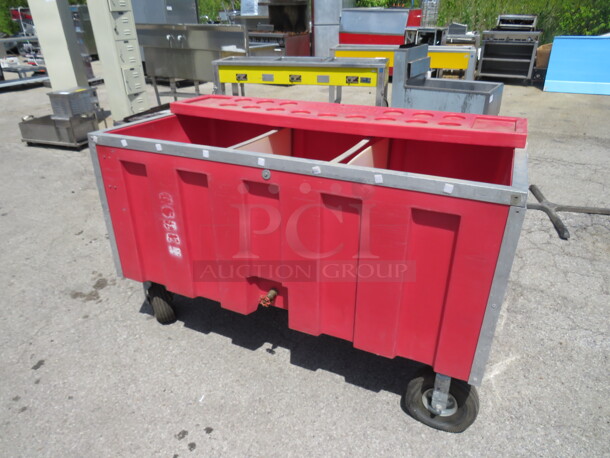 One Budweiser Ice Down Merchandising Cart On Wheels. Flat Tires!  - Image 4 of 5