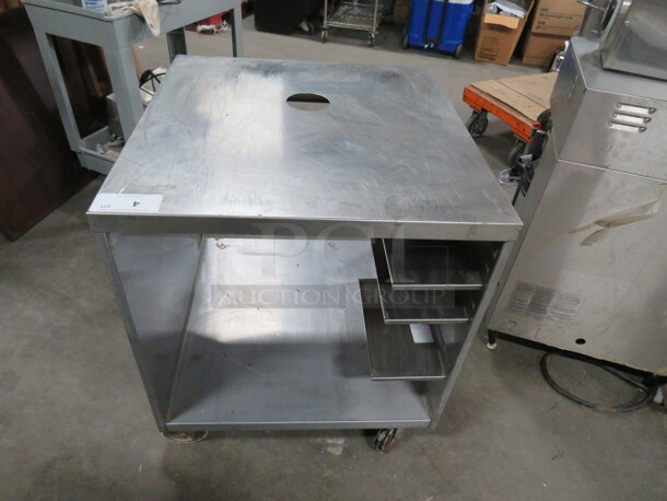 One Stainless Steel Cabinet With SS Under Shelf On Casters. 29X28X33 - Image 2 of 4