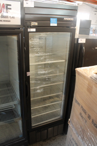 Habco SE18 Metal Commercial Single Door Reach In Cooler Merchandiser w/ Poly Coated Racks. 115 Volts, 1 Phase. Tested and Working!