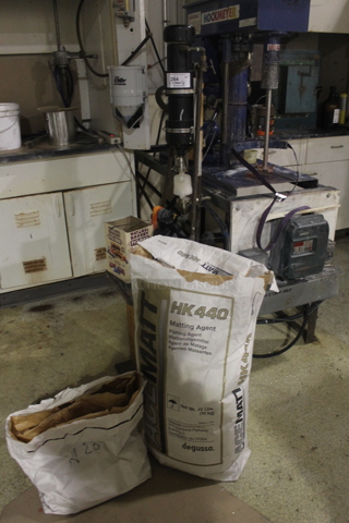 ALL ONE MONEY! Lot of Metal Unit and 2 Bags of HK440 Matting Agent. BUYER MUST REMOVE.