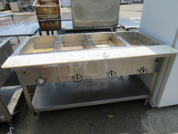 One 4 Well Steam Table With SS Under Shelf, And Cutting Board. . 59X30X34 - Image 1 of 1