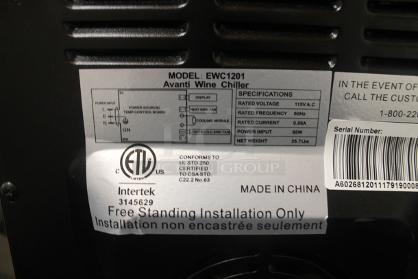 BRAND NEW SCRATCH AND DENT! Avanti Quiet 12-Bottle Thermoelectric Counter-top Wine Cooler. 115V. Tested And Powers On But Does Not Get Cold - Image 5 of 5