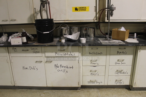 ALL ONE MONEY! Lot of Counter w/ Doors, Drawers and Contents. BUYER MUST REMOVE.