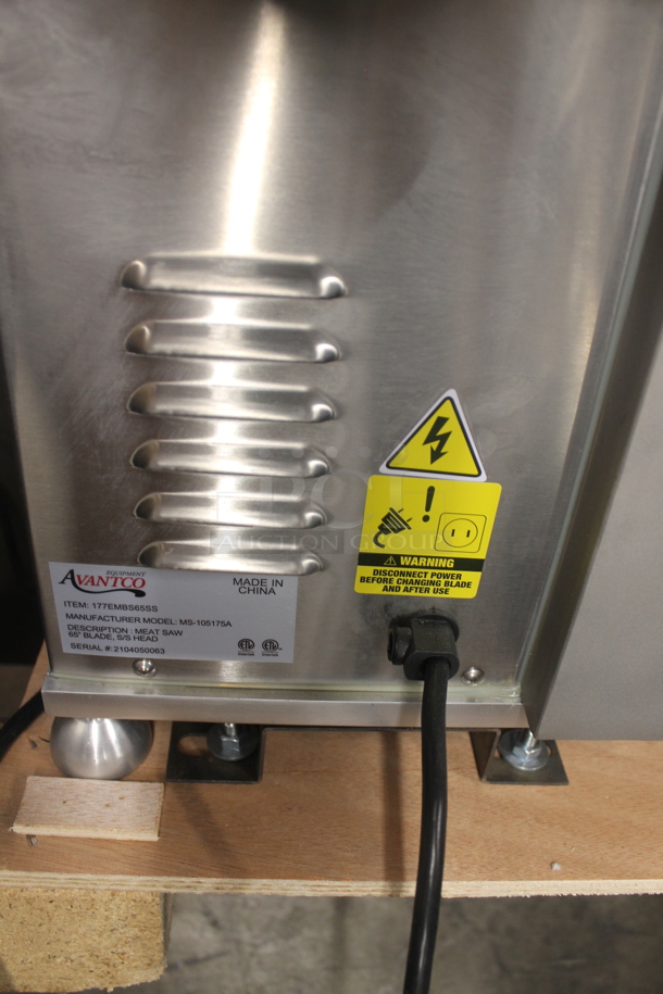 LIKE NEW! Avantco MS-105175A 177EMBS65SS Stainless Steel Commercial Countertop Meat Saw. 120 Volts, 1 Phase. Unit Has Only Been Used a Few Times! Tested and Working! - Image 6 of 7