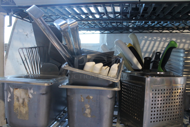 ALL ONE MONEY! Tier Lot of Various Items Including Metal Drop In Bins and Utensils - Image 2 of 4