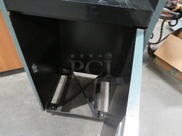 One Green Laminate 1 Door Trash Receptacle With Upper Tray Holder On Casters. 20X20X47 - Image 2 of 2