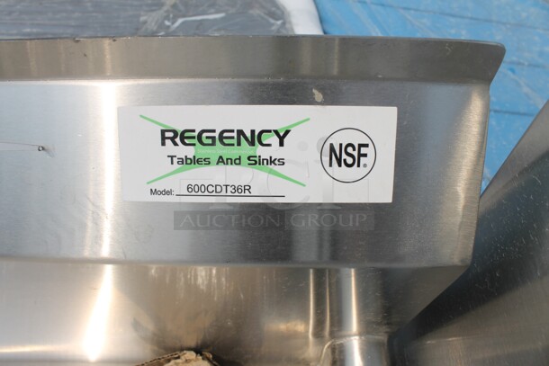 BRAND NEW SCRATCH AND DENT! Regency 600CDT36R Commercial Stainless Steel Clean Dish Table With Right Drainboard And Galvanized Legs - Image 5 of 5