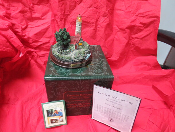One NEW Thomas Kincade BEACON OF HOPE Lighted Lighthouse. Complete With Certificate Of Authenticity. - Image 2 of 3