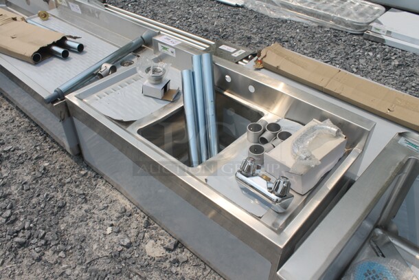 BRAND NEW SCRATCH AND DENT! Regency 600B11014213 Commercial Stainless Steel 1 Bowl Underbar Sink with Faucet and Two Drainboards - Image 3 of 6