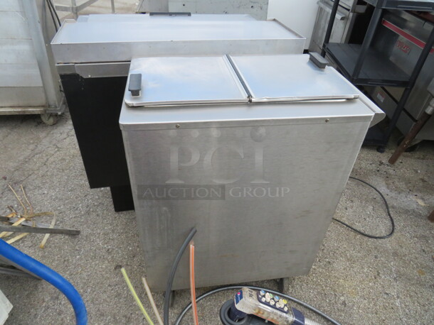 One SS Mobile Ice Cream Freezer On Casters. Model# ICS-140. 120 Volt. 27X17X34