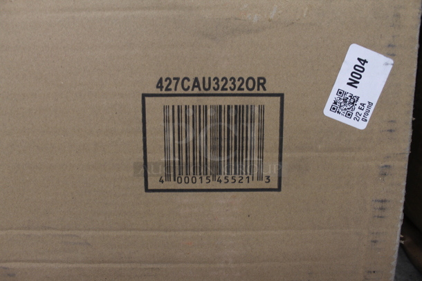 BRAND NEW SCRATCH AND DENT! Lancaster Table & Seating 427CAU3232OR 32" x 32" Orange Powder Coated Aluminum Dining Height Outdoor Table with Umbrella Hole. Stock Picture Used as Gallery Picture. - Image 5 of 5