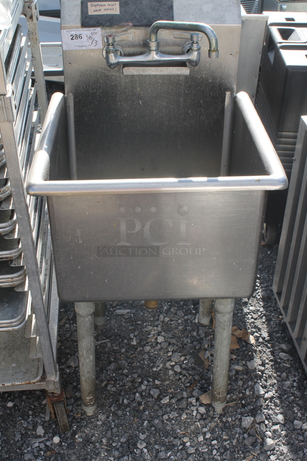 Stainless Steel Commercial Single Bay Sink w/ Faucet and Handles - Image 1 of 3