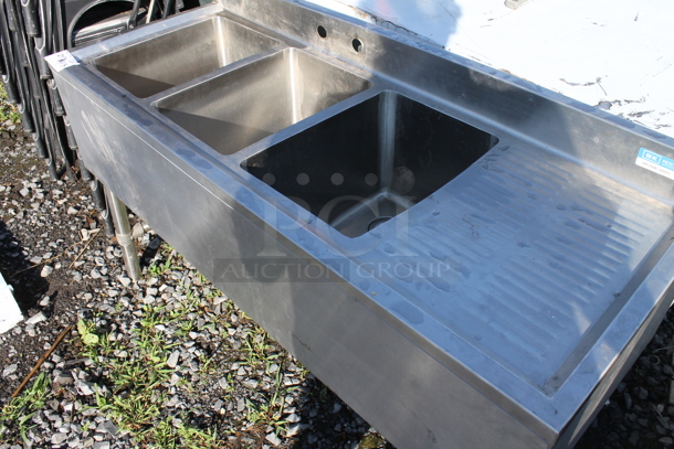 Stainless Steel Commercial 3 Bay Back Bar Sink w/ Right Side Drain Board. - Image 3 of 4
