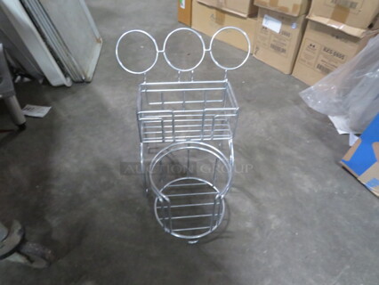 NEW Chrome Table Top Flatware/Napkin/Plate Holder. 