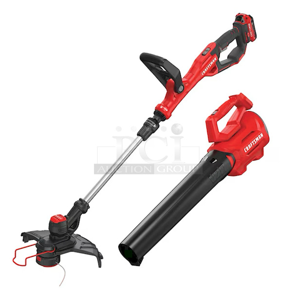 All New, All Craftsman CRAFTSMAN V20 Brushless 2-Piece 20-Volt Max Cordless Power Equipment Combo Kit – 13” Weed Wacker, String Trimmer & Blower Combo Kit (With Battery & Charger) 10x Your Bid