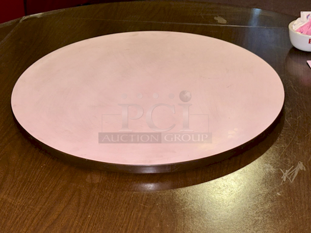23-1/2” Lazy Susan Round Turntable, Pink Shade Wood Pattern Design 23-1/2”x1-1/2”