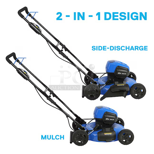 WAITING & READY TO ROLL! - Kobalt 40-volt 19-in Cordless Push Lawn Mower 4 Ah (1 Battery and Charger Included) - 19-in Steel Deck - 7-Position Single Lever Height Adjuster - 2-in-1 Easy Change Mulch and Side Discharge. - Image 5 of 12
