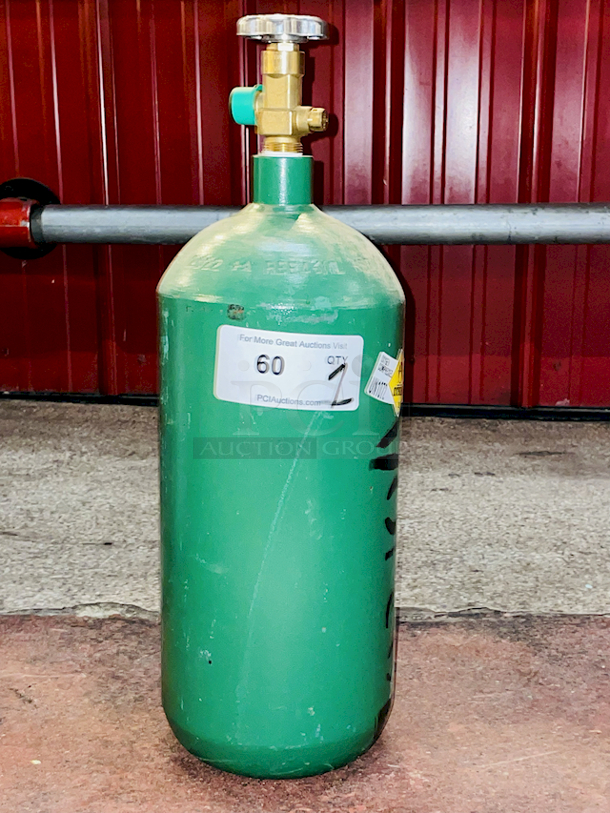 SWEET! Full/Mostly Full 10 Cubic Foot O2 Cylinder, Food Grade.  - Image 1 of 2