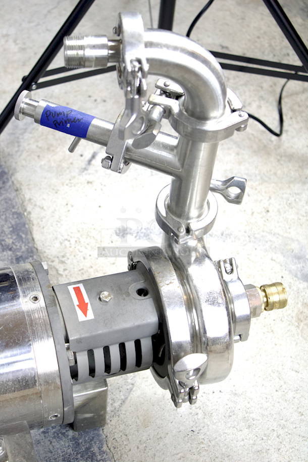 NEW/NEVER USED CPE Systems KBDA Series C114MD CENTRIFUGAL PUMP ASSEMBLY With Clamps And Tubing. 1PH, 115/208-230 VAC - 50-60hz - 1 1/2" X 1 1/2" Tri -Clamp Connections, All Stainless Steel Construction, 25 ft cord with a 115-volt Plug, NEMA 4X digital VFD with a Potentiometer, Stainless steel cart - Image 5 of 9