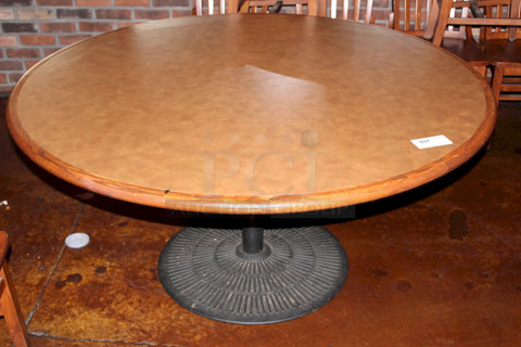 FAMILY SIZE! Large Round Wood Table Top With Heavy Duty Weighted Round Table Base. 
60x30