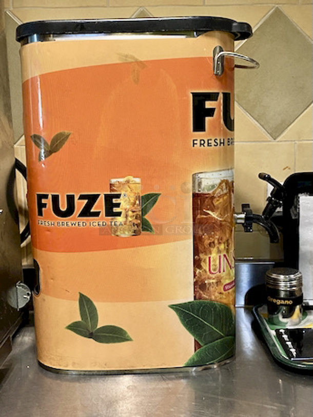 Bunn 39600.0104 Fuze Tea Dispenser, 3-1/2 gallon.  

Width	6 1/4 Inches
Depth	13 1/2 Inches
Height	21 5/8 Inches
 - Image 5 of 5